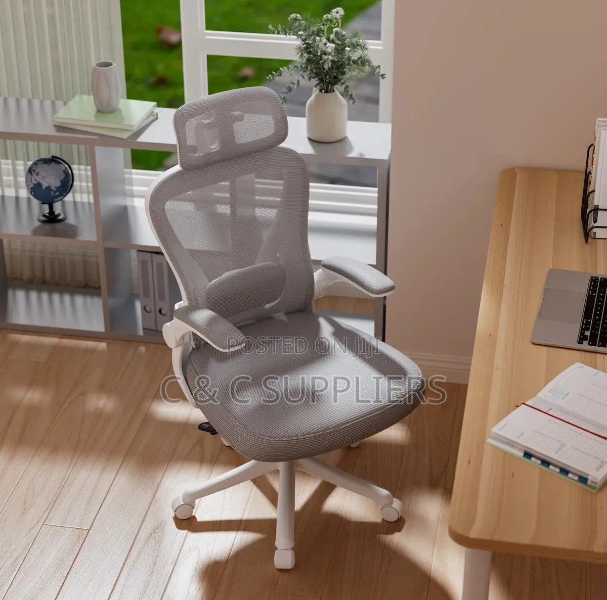 White Ergonomic Mesh Home Chair.
