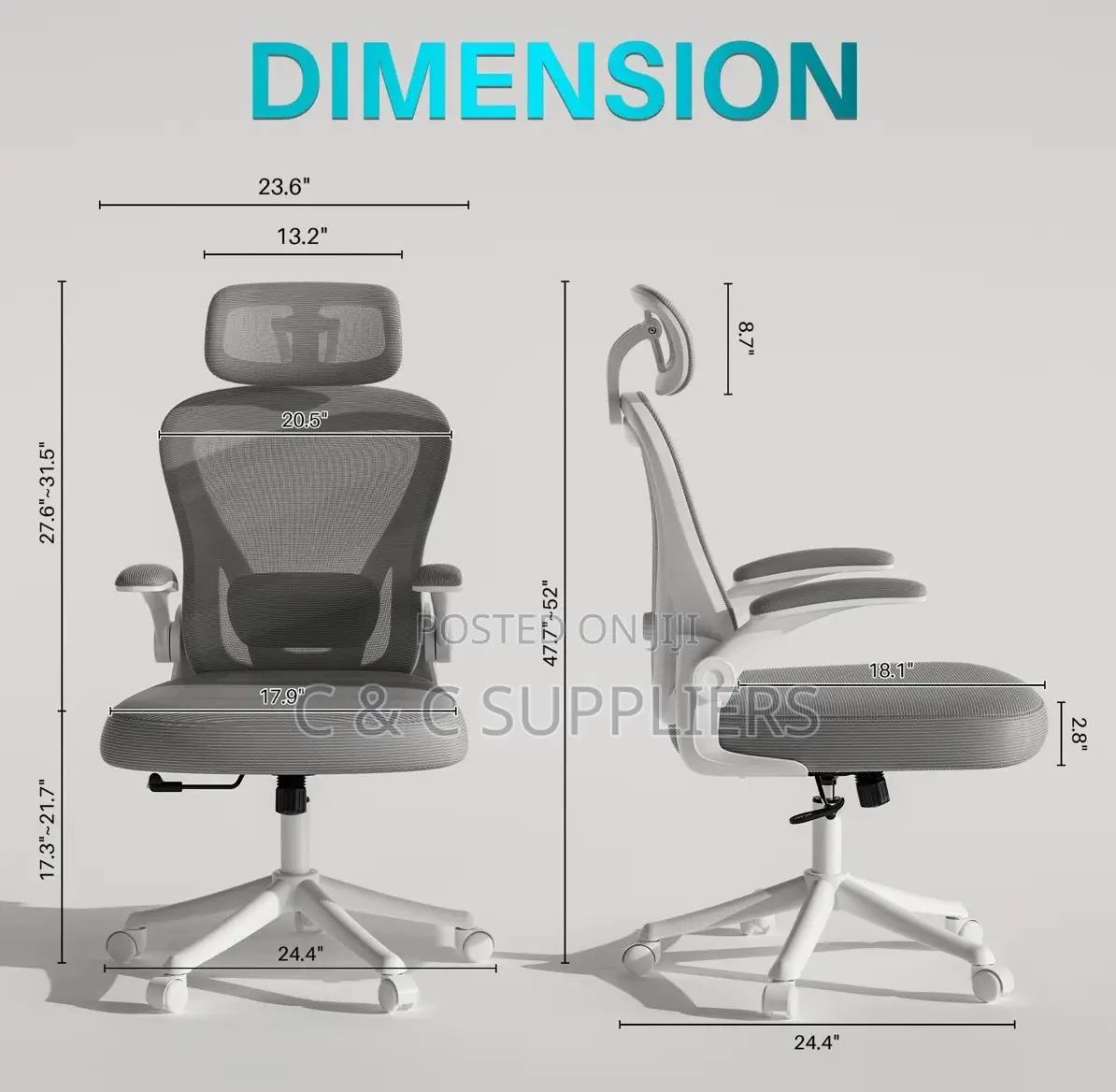 White Ergonomic Mesh Home Chair.