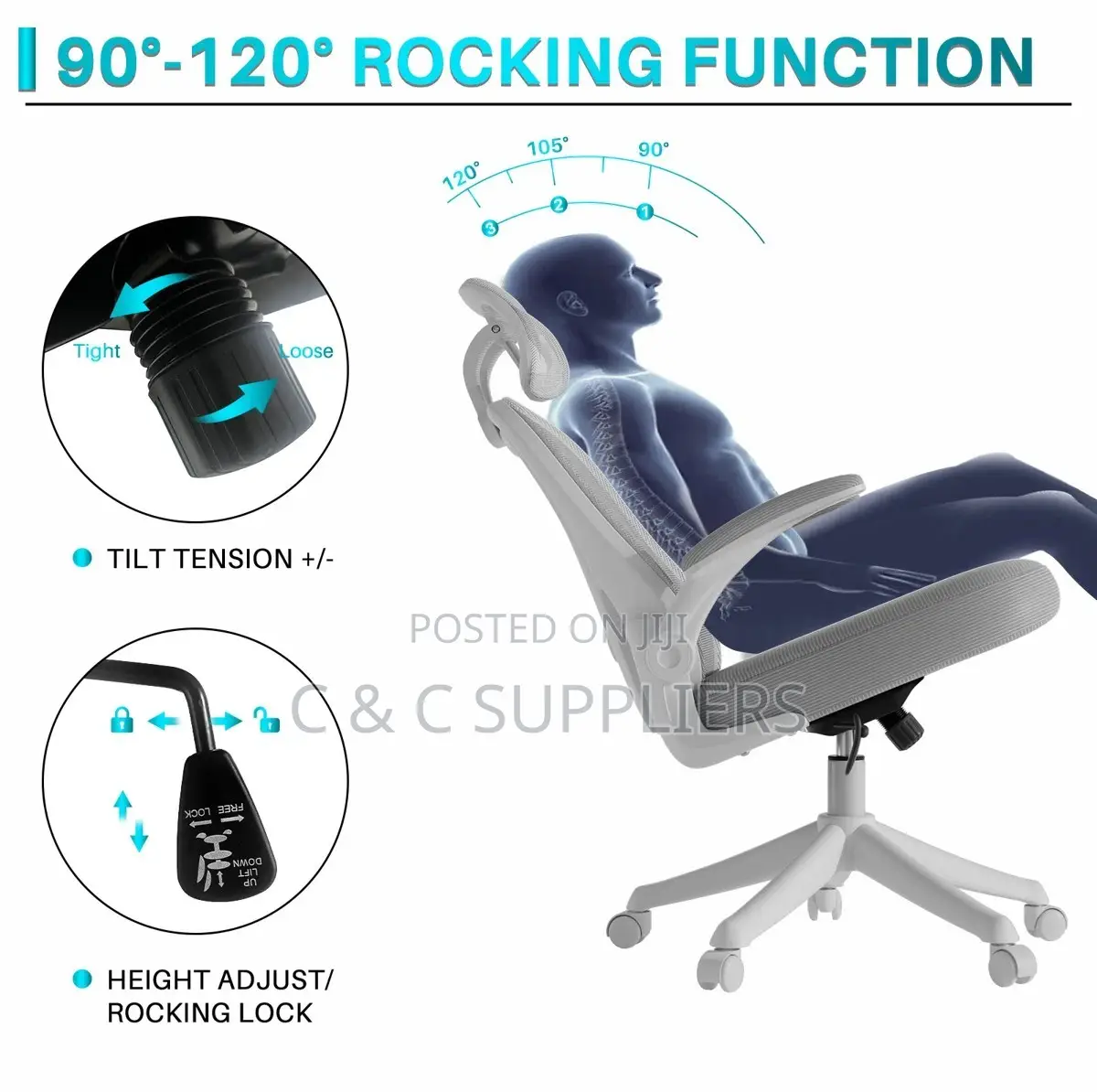White Ergonomic Mesh Home Chair.