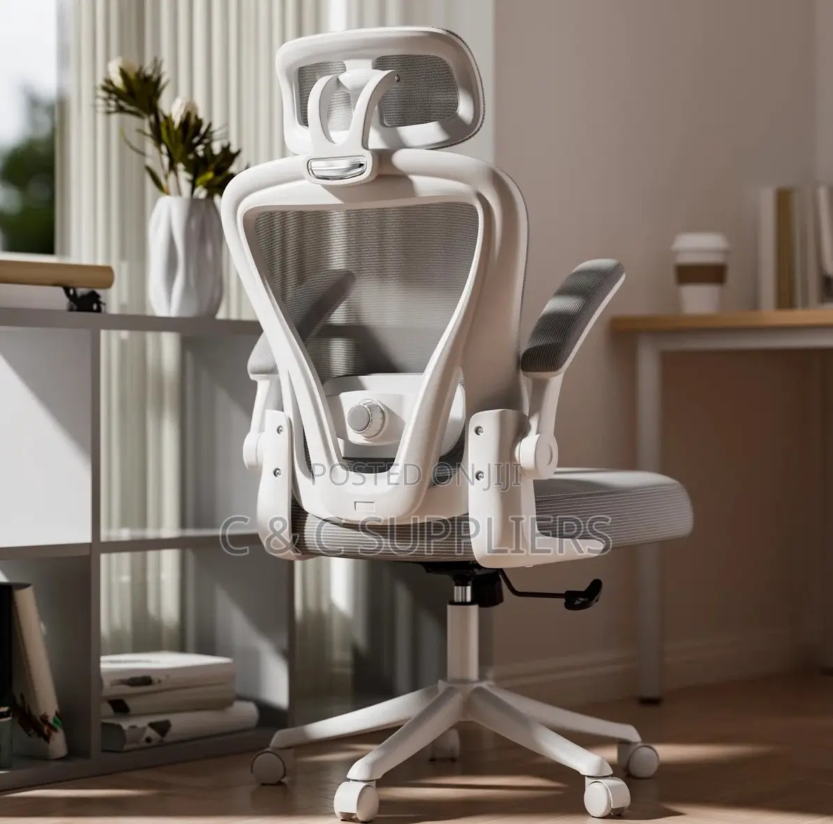 White Ergonomic Mesh Home Chair.