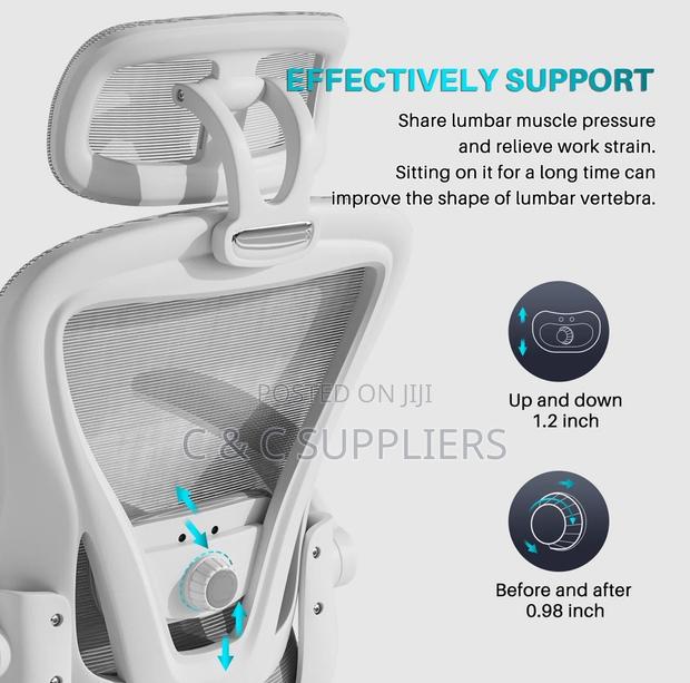 White Ergonomic Mesh Home Chair. - thumbnail 6
