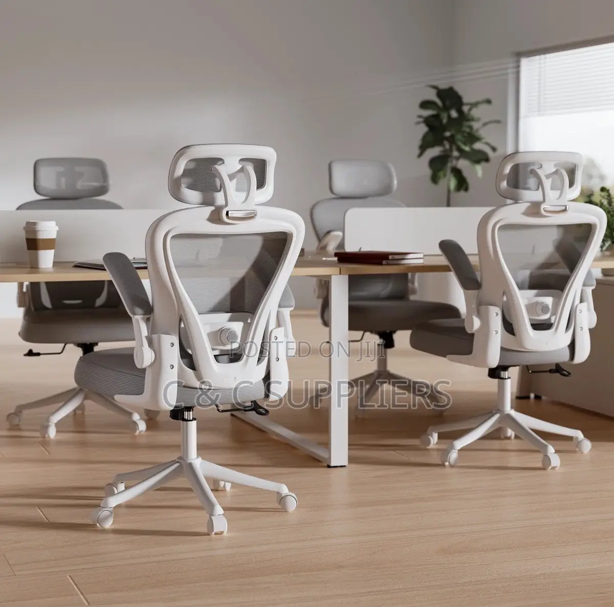 White Ergonomic Mesh Home Chair.