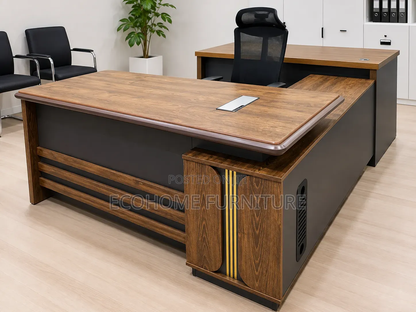Executive L-Shaped Office Desk – Modern Wooden Executive Workstation