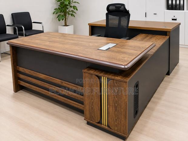 Executive L-Shaped Office Desk – Modern Wooden Executive Workstation