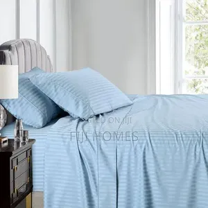 Stripped Cotton Bedsheets Set With Pillow Cases