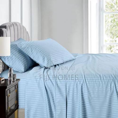 Stripped Cotton Bedsheets Set With Pillow Cases