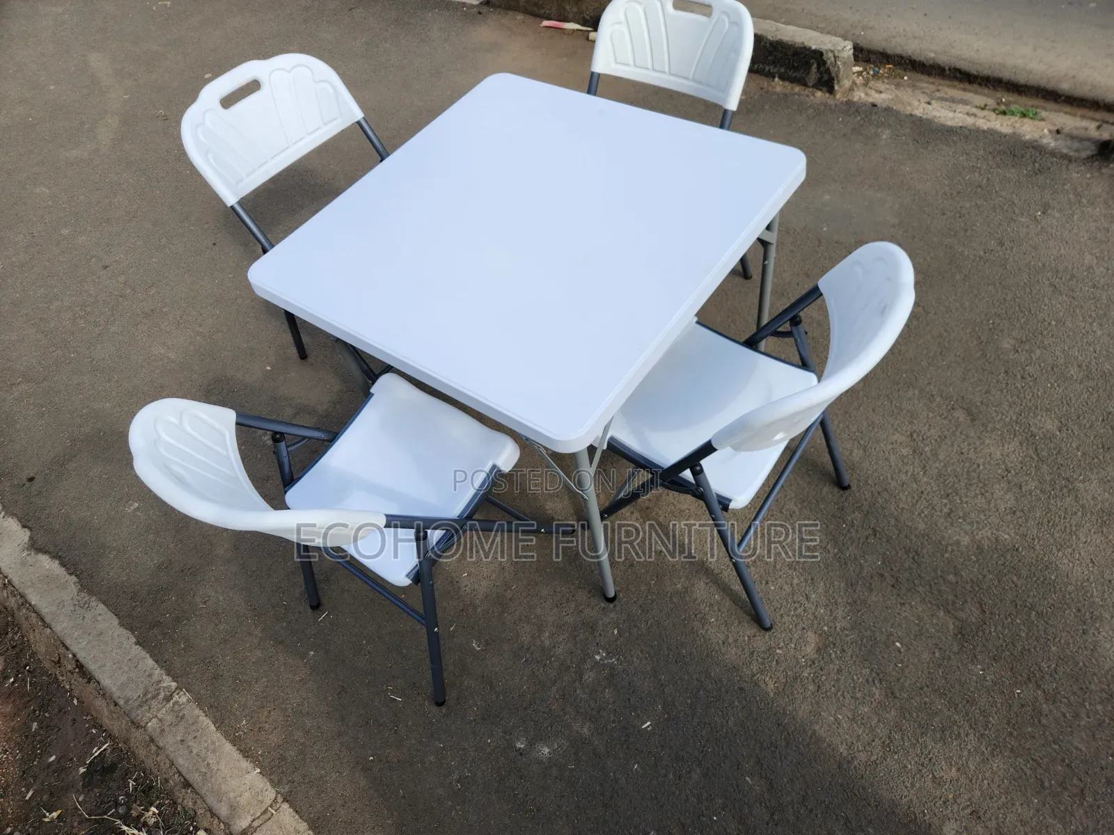 4-Seater Folding Plastic Table Chairs Set