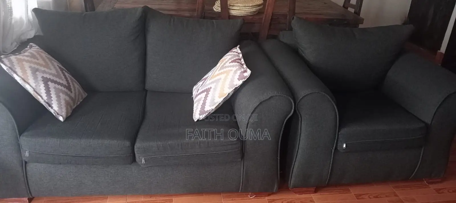 6 Seater Grey Sofa Set in Good Condition