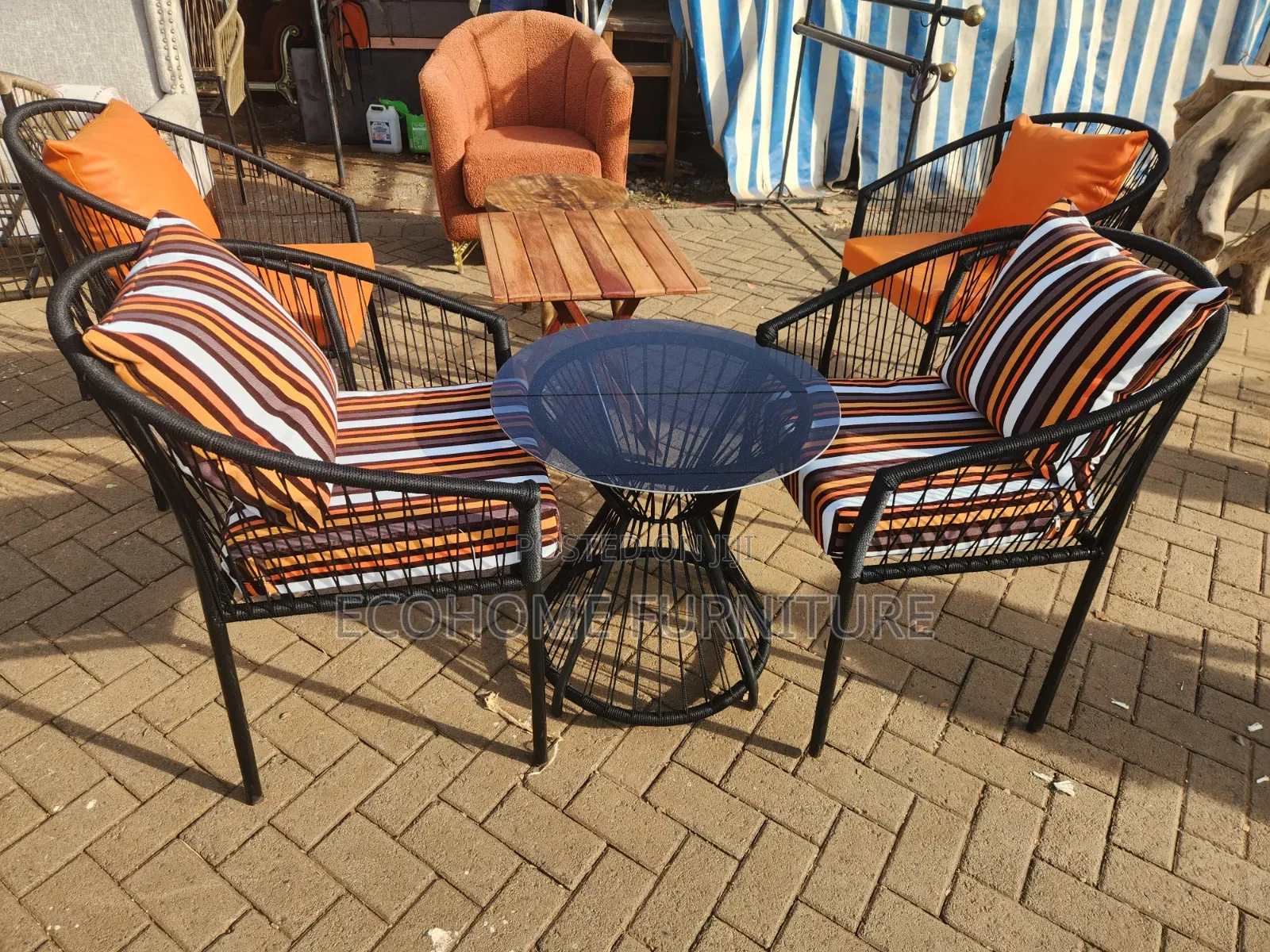 -Seater Outdoor Patio Chair Set With Glass Coffee Table