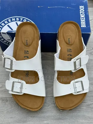 All White Open Toe Leather Birkenstock Sandals