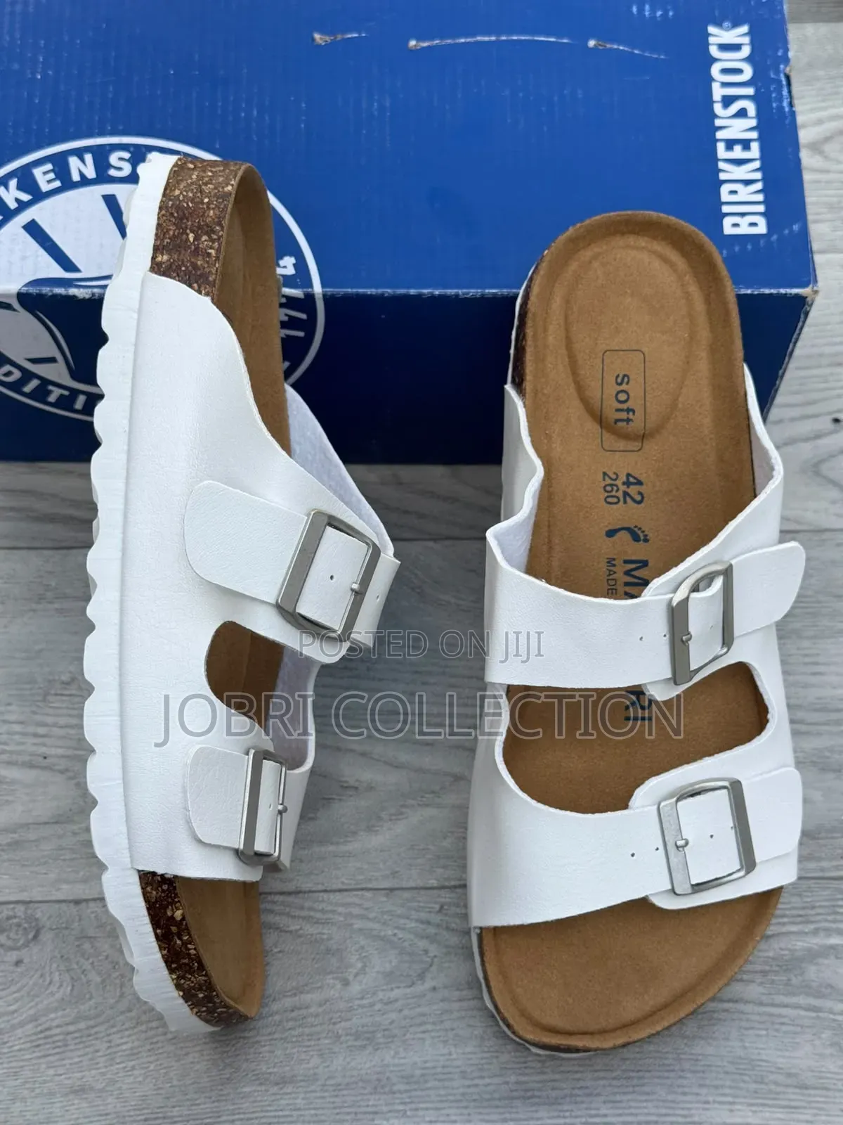 All White Open Toe Leather Birkenstock Sandals