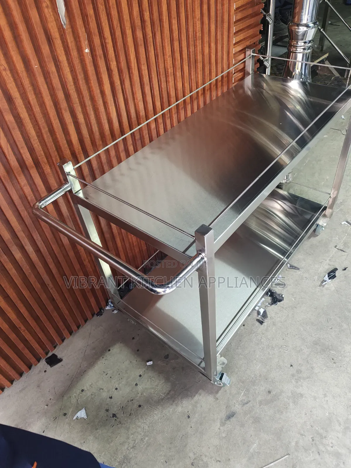 2‐Tier Stainless Steel Service Trolley – Heavy‐Duty Cart