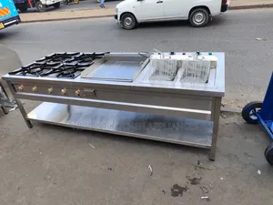 4‐Burner Combined Unit + Griddle + Double Fryer – All‐in‐One Cooker