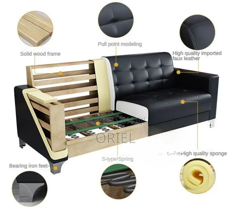 Office Sofa : 5-Seater Leather Executive Sofa