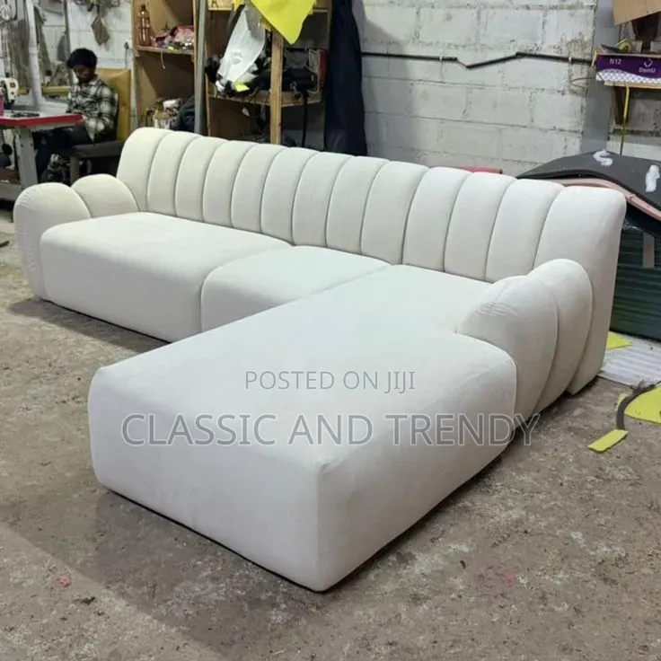 Cream L-Shaped Sofa ( Corner Seat) 5-Seater