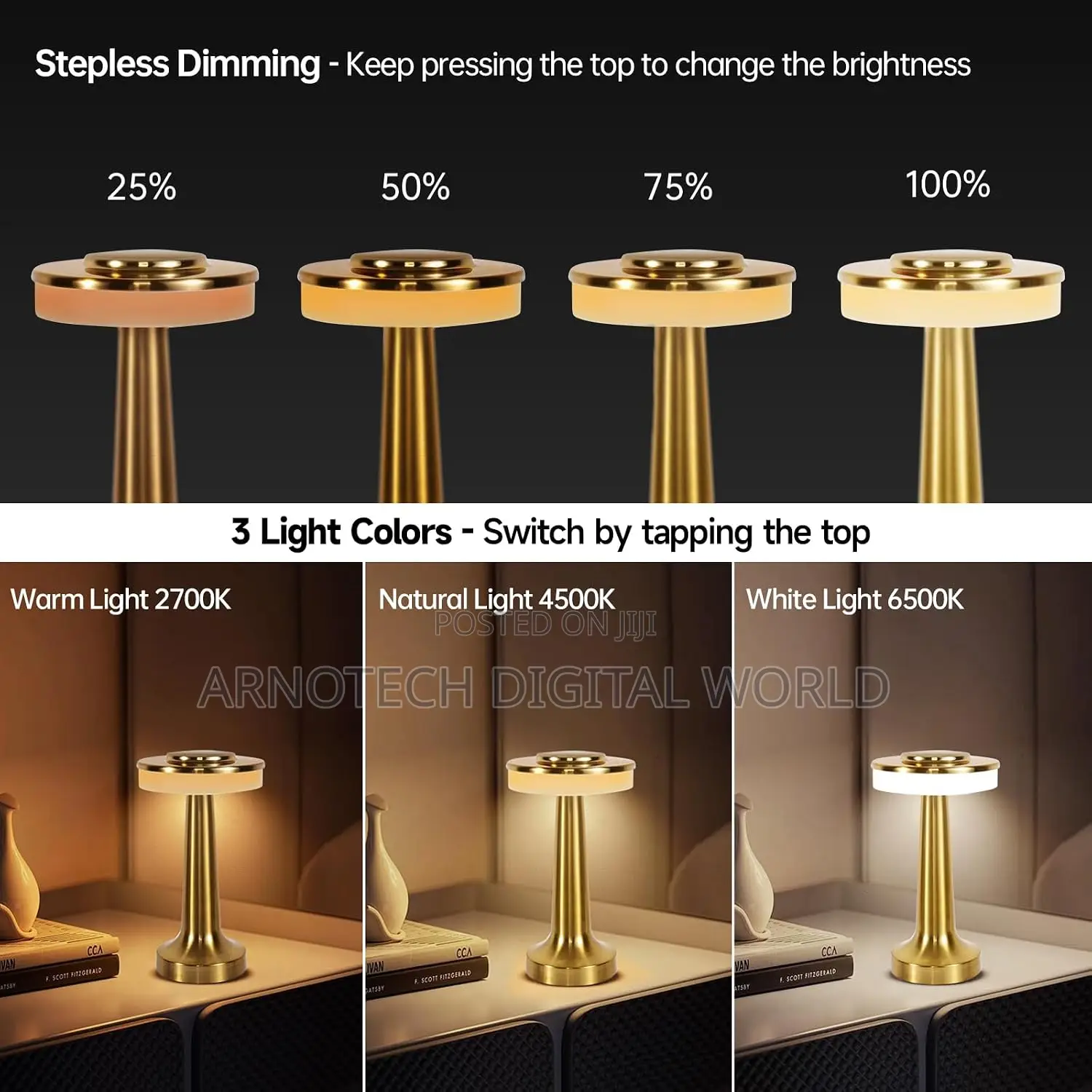 USB Rechargeable LED Table Lamp With in-Built Battery Sensor Control