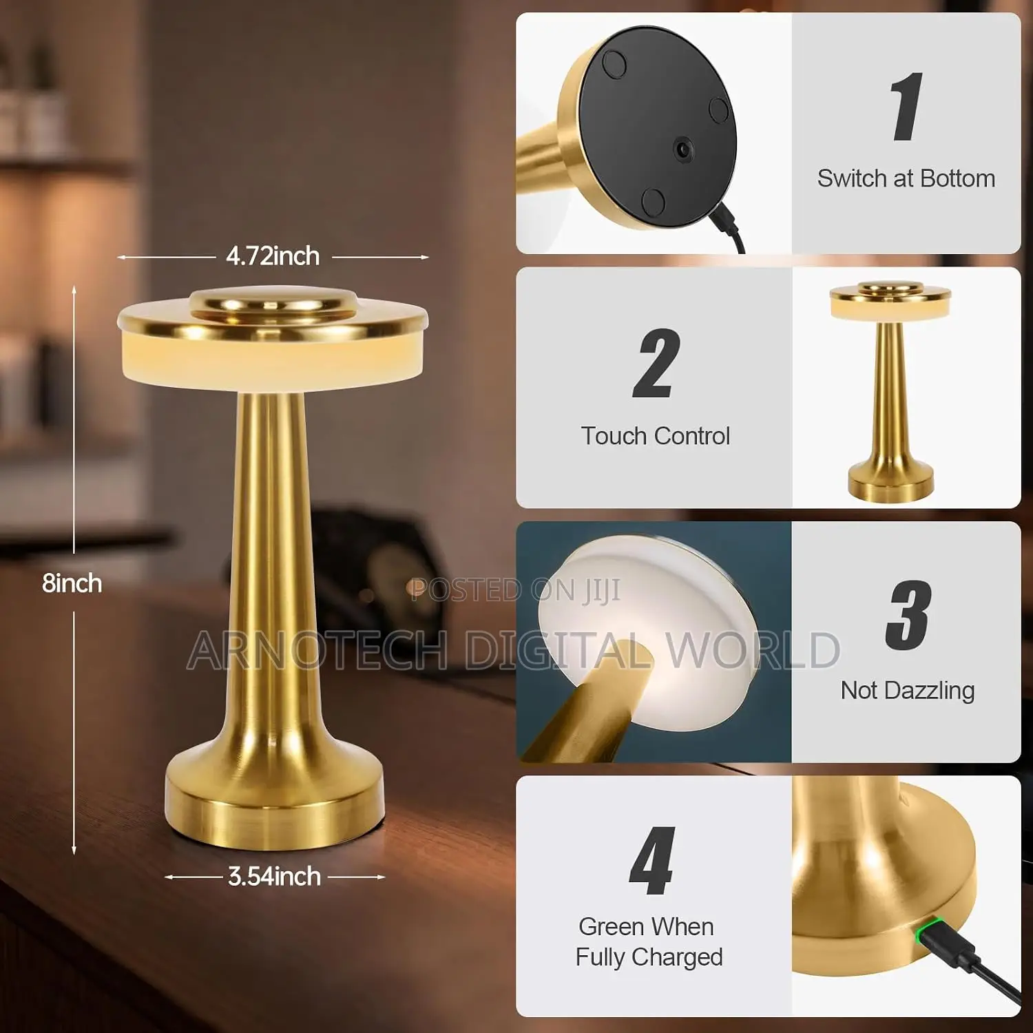 USB Rechargeable LED Table Lamp With in-Built Battery Sensor Control