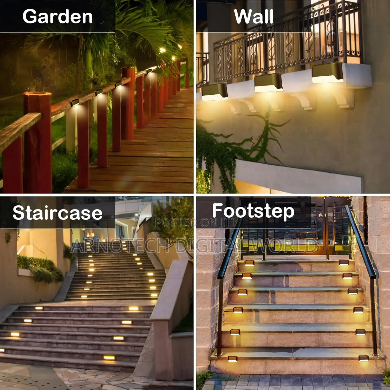 Waterproof LED 8pcs SolarLights for Outdoor Stairs Fence,Pathway