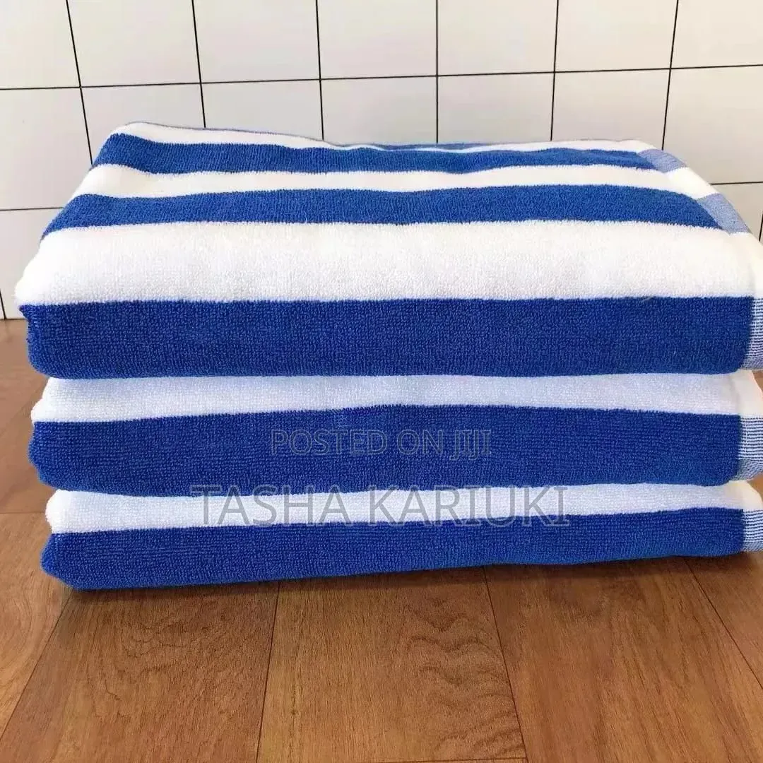 Classic White Blue Stripes Cabana Towels