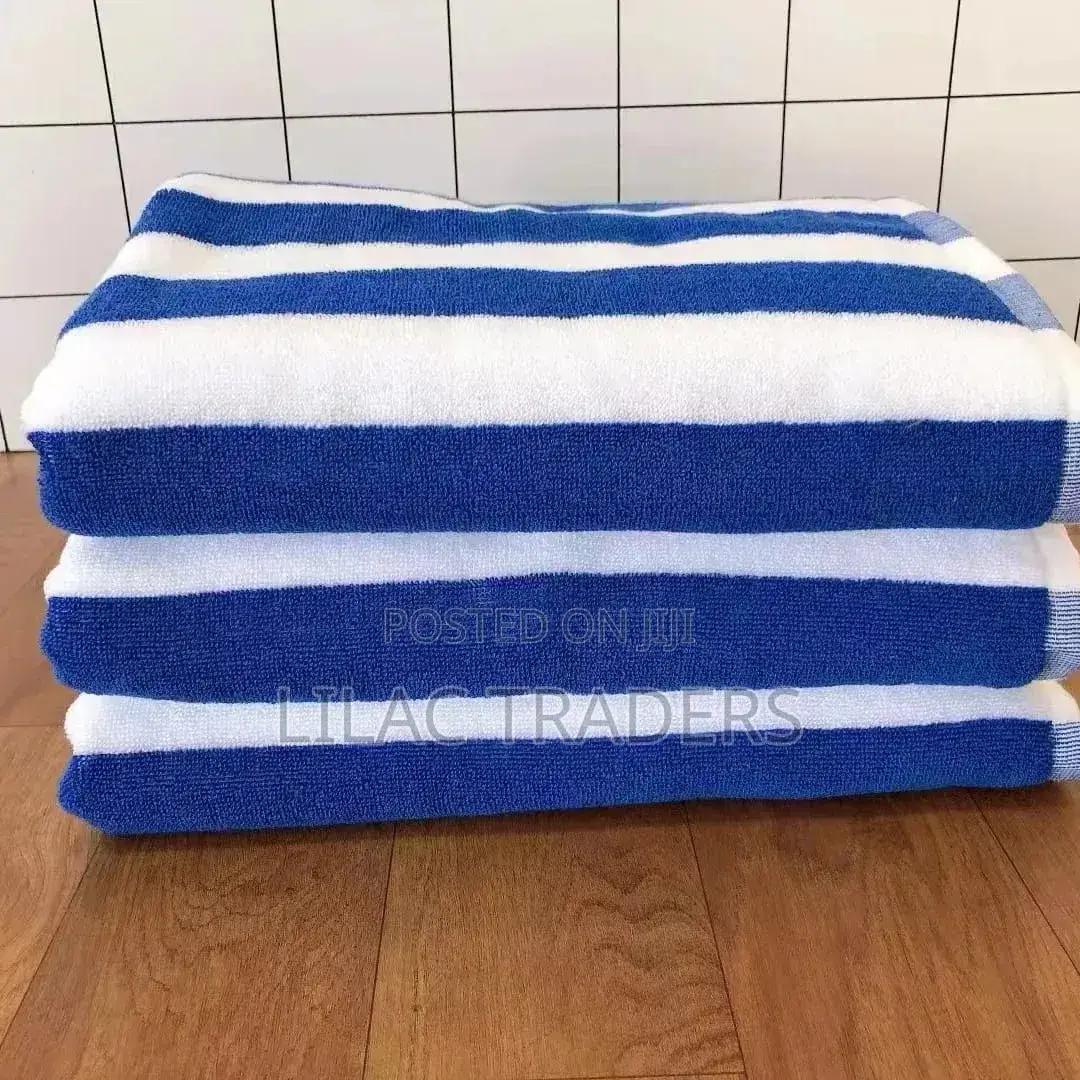Classic White Blue Stripes Cabana Towels
