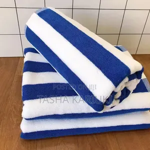 Classic White Blue Stripes Cabana Towels
