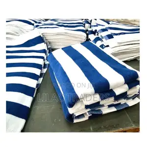  Premium Cabana Cotton Pool Towels 
 Classic White Blue