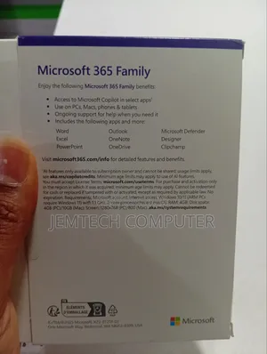 Microsoft Office 365 Family Co- Pilot AI-1 Year Media Less Upto 6 User