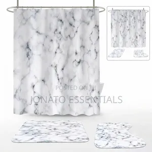 4pcs Marble Design Bathroom Set Shower Curtain and Mats