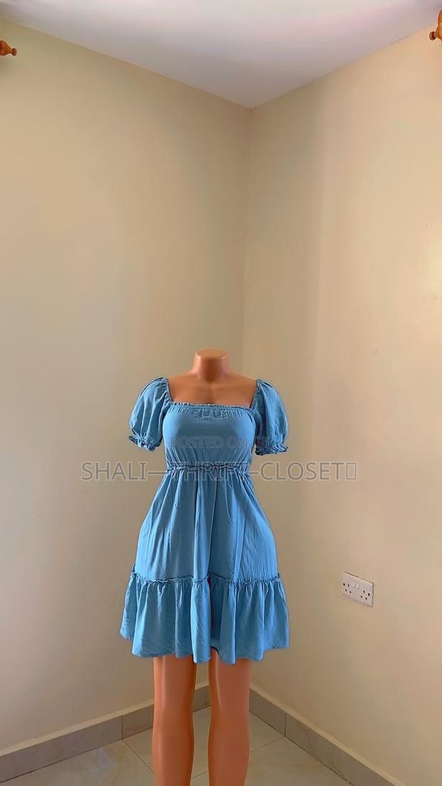Stylish Light Blue Smocked Mini Dress