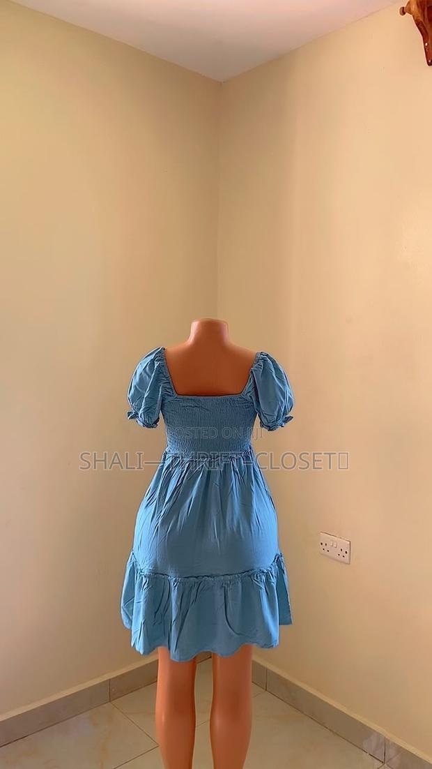 Stylish Light Blue Smocked Mini Dress - thumbnail 2