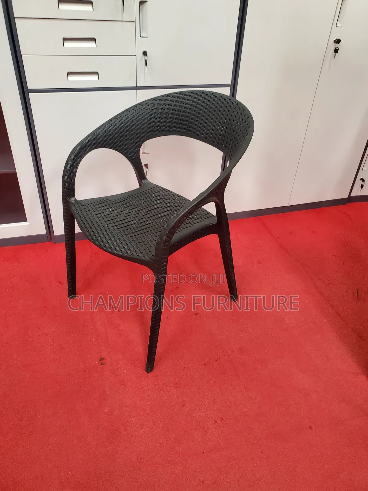 Black Rattan Pattern Bistro Chair