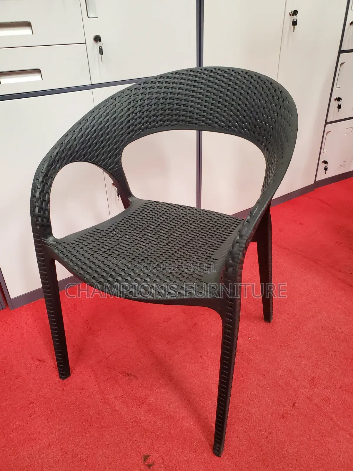 Black Rattan Pattern Bistro Chair