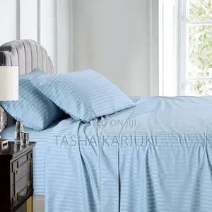 Luxury Cotton Stripe Bed Sheet Set Size 6 by 6
