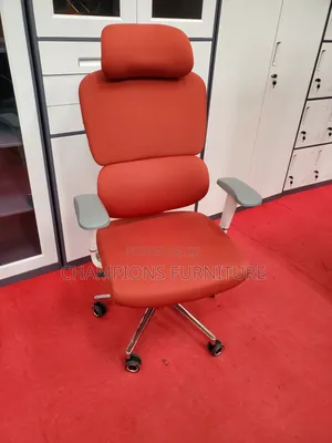 Red Fabric Orthopedic Office Chair