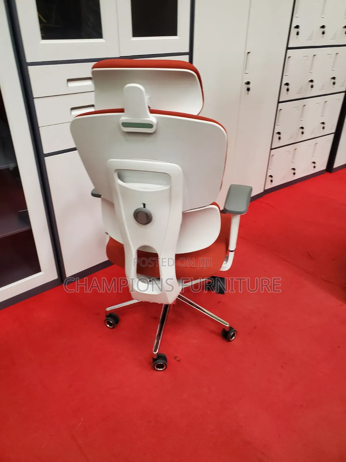 Red Fabric Orthopedic Office Chair
