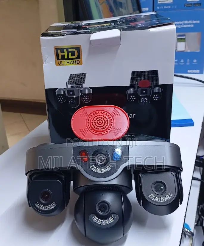 4G Solar CCTV Camera Triple Lens 360° PTZ Wireless