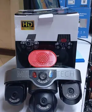 Triple Lens Solar Camera With SIM Card Alarm Siren