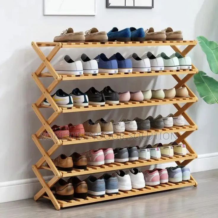 6tier Foldable Bamboo Shoe Rack Organiser