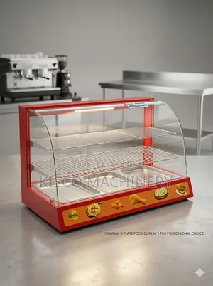 Euromax Curved Glass 3-Plate Snacks / Pastry Warmer Cabinet