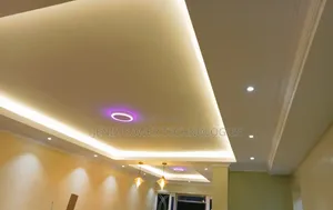 Interior Warm Lighting on Gypsum Ceiling
