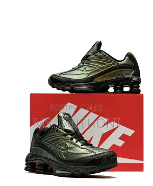 Nike Shox Ride 2 Sneakers in the "Black and Cargo Khaki" / Olive Flak