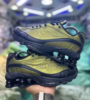Nike Shox Ride 2 Sneakers in the "Black and Cargo Khaki" / Olive Flak