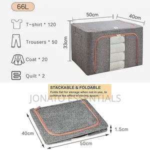 66L Foldable Wardrobe Storage Box Clear Window Clothes Organizer