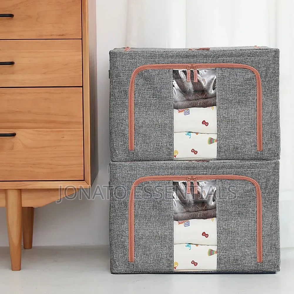 66L Foldable Wardrobe Storage Box Clear Window Clothes Organizer