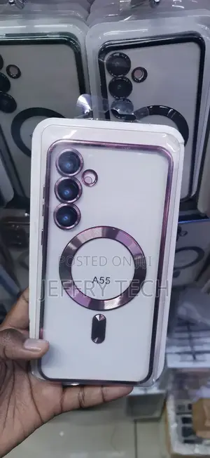Purple Electroplated Clear Phone Case for the Samsung Galaxy A55