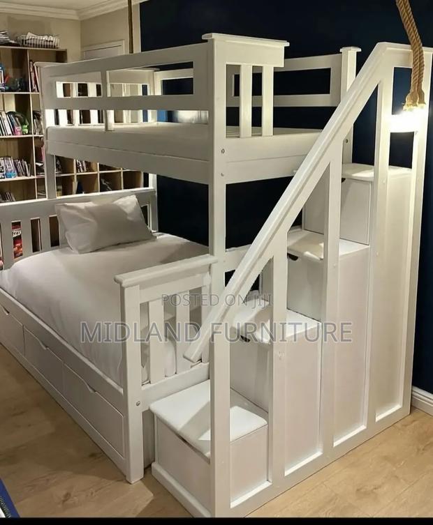 Wooden Double Decker Bed With Stairs - main view