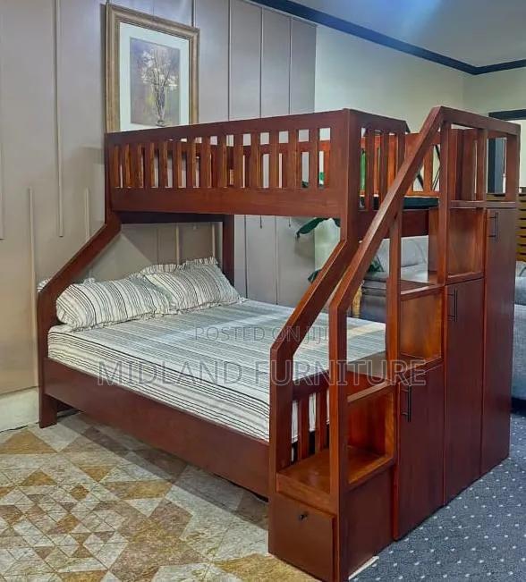 Hardwood Bunk Bed With Side Storage Cabinets Available on Order - main view