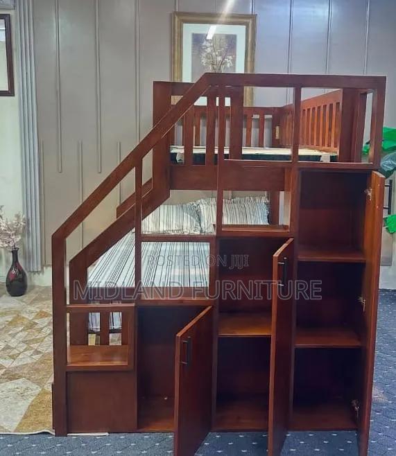 Hardwood Bunk Bed With Side Storage Cabinets Available on Order - thumbnail 2