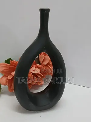 * NORDIC DOUGHNUT VASE Long Cork Shape Vase Concrete Ceramic Fire