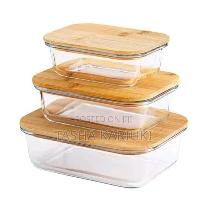 *3in1 Snack Storage Box Set Wooden Top Lid